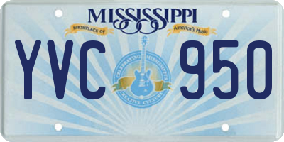 MS license plate YVC950