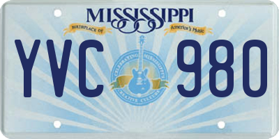MS license plate YVC980