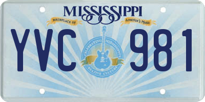 MS license plate YVC981