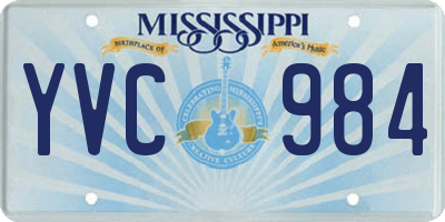 MS license plate YVC984