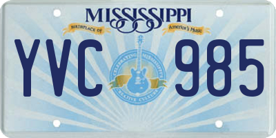 MS license plate YVC985