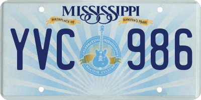 MS license plate YVC986