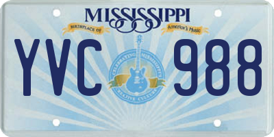 MS license plate YVC988