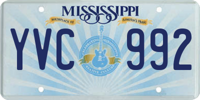 MS license plate YVC992
