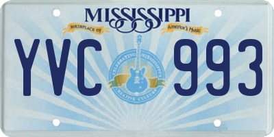 MS license plate YVC993