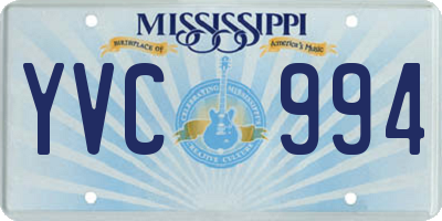 MS license plate YVC994