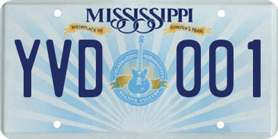 MS license plate YVD001