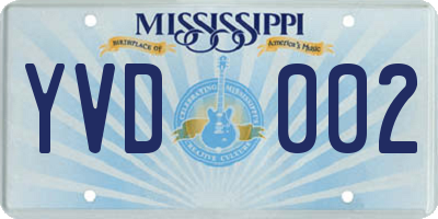 MS license plate YVD002