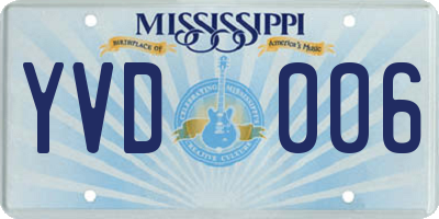 MS license plate YVD006