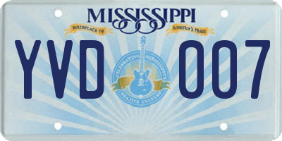 MS license plate YVD007