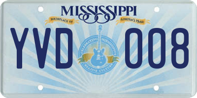 MS license plate YVD008