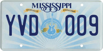 MS license plate YVD009