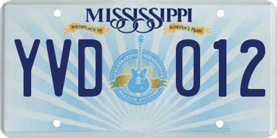 MS license plate YVD012