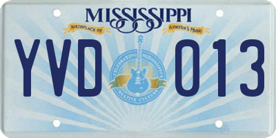 MS license plate YVD013