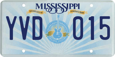 MS license plate YVD015