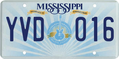 MS license plate YVD016