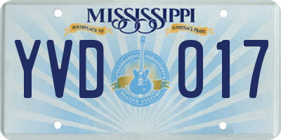 MS license plate YVD017