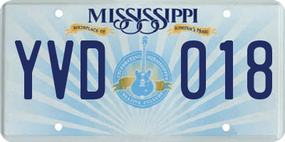 MS license plate YVD018