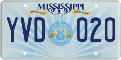 MS license plate YVD020