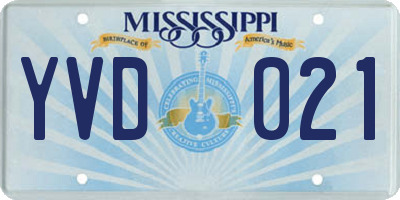 MS license plate YVD021