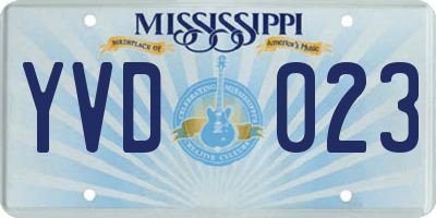 MS license plate YVD023