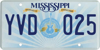 MS license plate YVD025