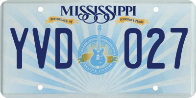 MS license plate YVD027