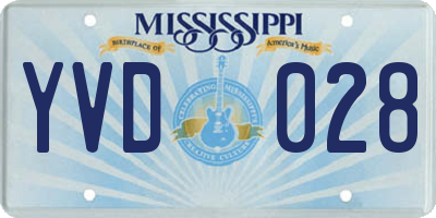 MS license plate YVD028