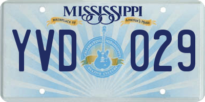 MS license plate YVD029