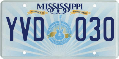 MS license plate YVD030