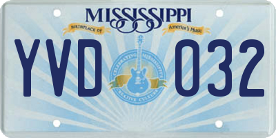 MS license plate YVD032