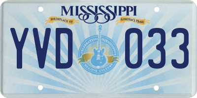 MS license plate YVD033