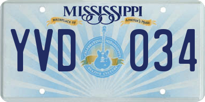 MS license plate YVD034