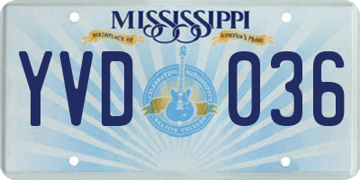 MS license plate YVD036