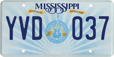 MS license plate YVD037
