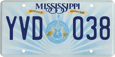 MS license plate YVD038