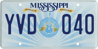 MS license plate YVD040