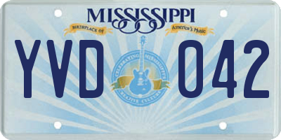 MS license plate YVD042