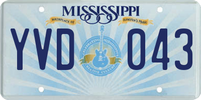 MS license plate YVD043