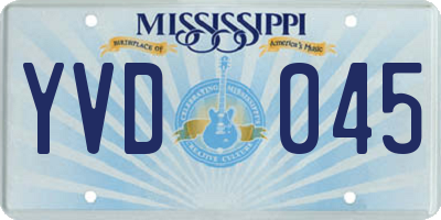 MS license plate YVD045