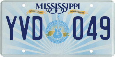 MS license plate YVD049