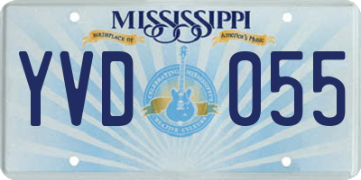 MS license plate YVD055
