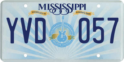 MS license plate YVD057