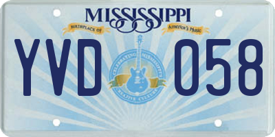 MS license plate YVD058