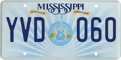 MS license plate YVD060