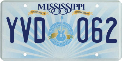 MS license plate YVD062