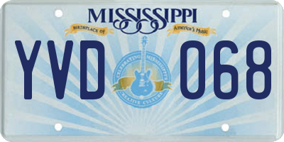 MS license plate YVD068