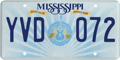 MS license plate YVD072