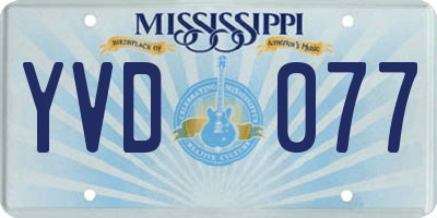 MS license plate YVD077