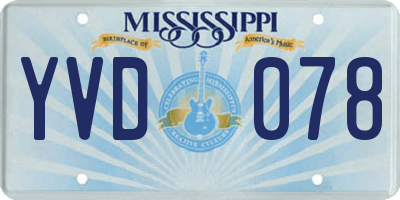 MS license plate YVD078